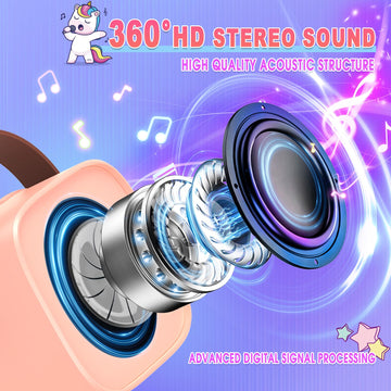 Unicorn Mini Karaoke Machine Toys: Kids Toys Girls Birthday Gifts Age 3-12+ LED Portable Bluetooth Speaker with 2 Wireless Microphone Gift Toy for 4 5 6 7 8 9 Years Old Girl Boy Kid mature-themed
