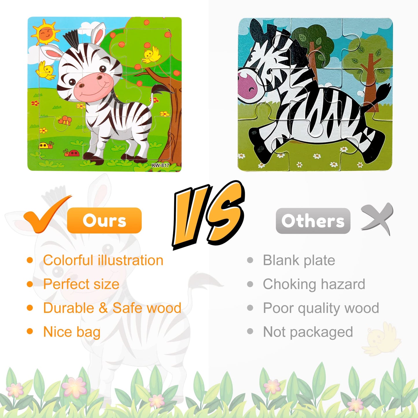Synarry 6 Pack Wooden Jigsaw Puzzles For Kids Ages 2-5 Years Old, 9 Pieces Toddlers Animal Puzzles, Educational Preschool Learning Toys For Children Boys And Girls, Best Kids Puzzle Toys & Gifts