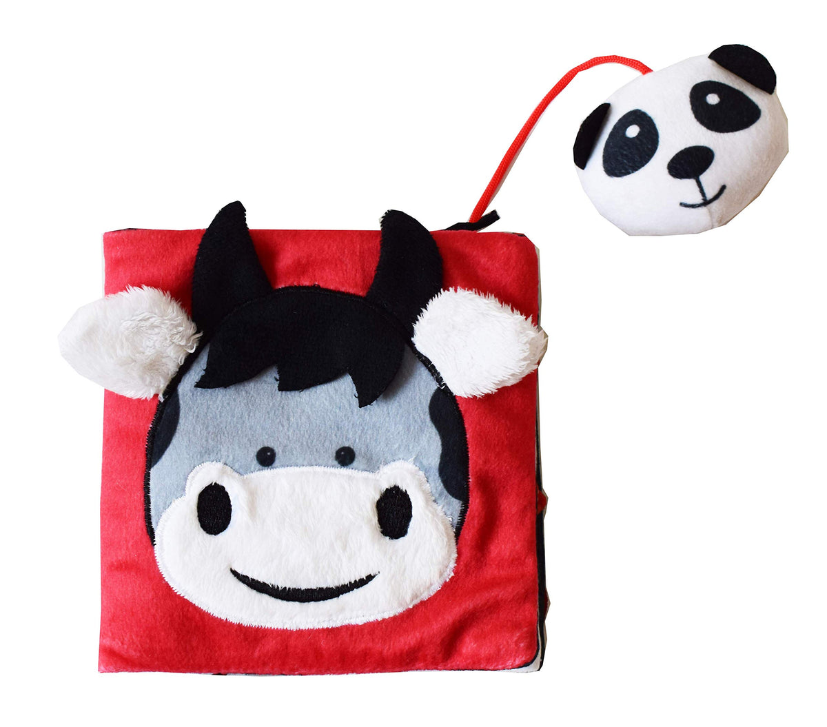 Wonderhood Casey The Cow Baby Touch And Feel Soft Activity Book Cum Toy (Red, Black And White)For Babies And Toddlers Sensory A