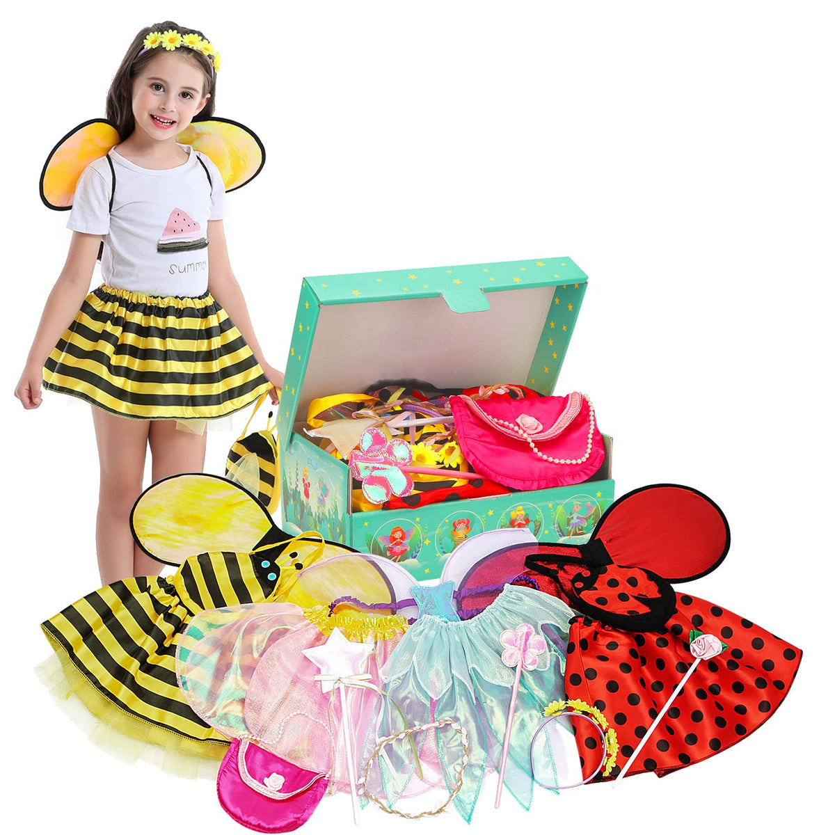 Fedio Dress Up Clothes For Little Girls  Kids Dress Up & Pretend Play Princess Dress Up Trunk Costume For Girls 36 Years