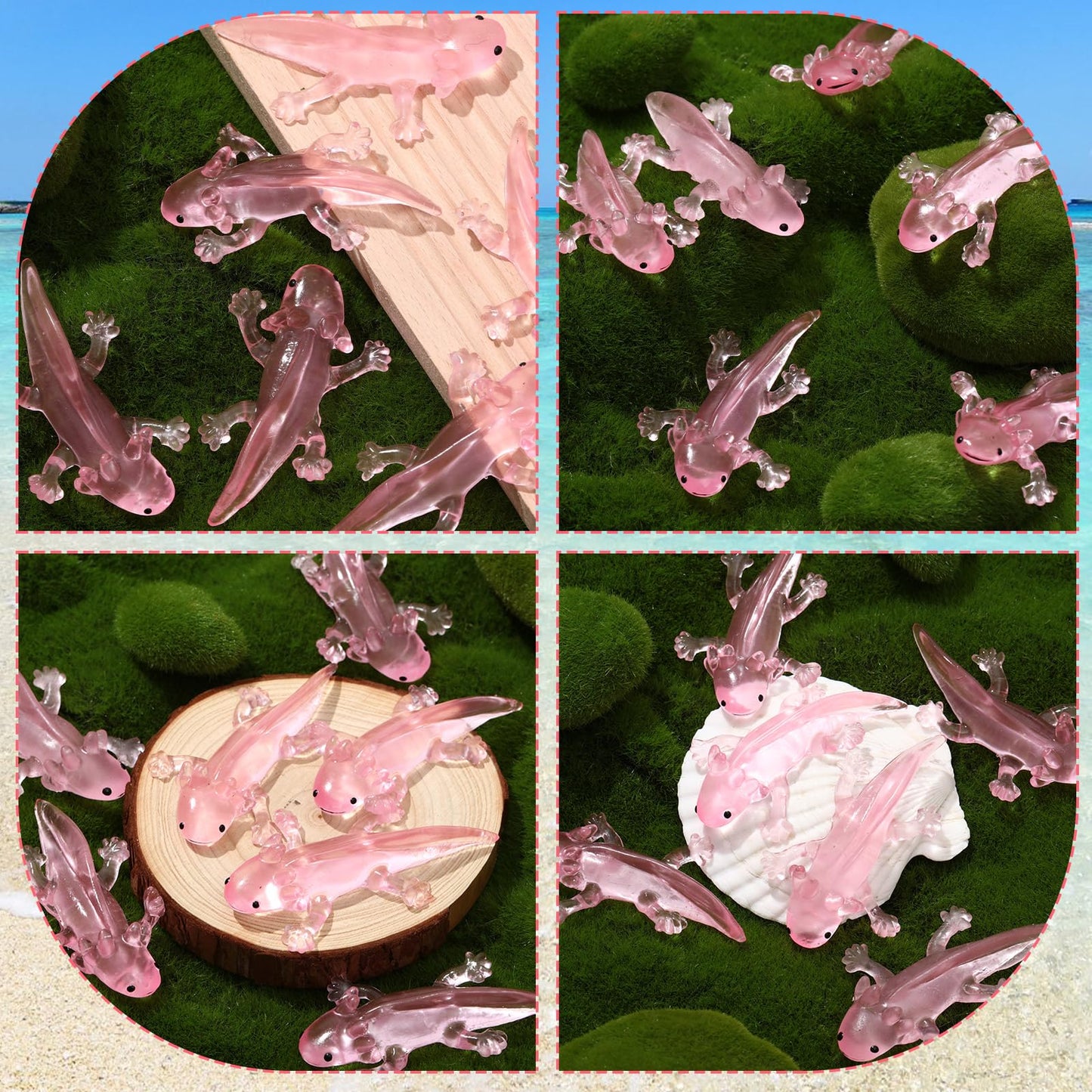 Lewtemi 30 Pcs Valentines Axolotl Pink Adorable Axolotl Gifts Amphibiously Axolotl Birthday Party Decorations Tiny Animal Figurine For Valentine'S Day Exchange Gift Prizes Cake Topper Party Favors