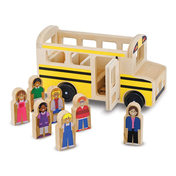 Melissa & Doug School Bus Wooden Play Set With 7 Play Figures School Bus Toys For Kids, Classic Toddler Toys For Kids