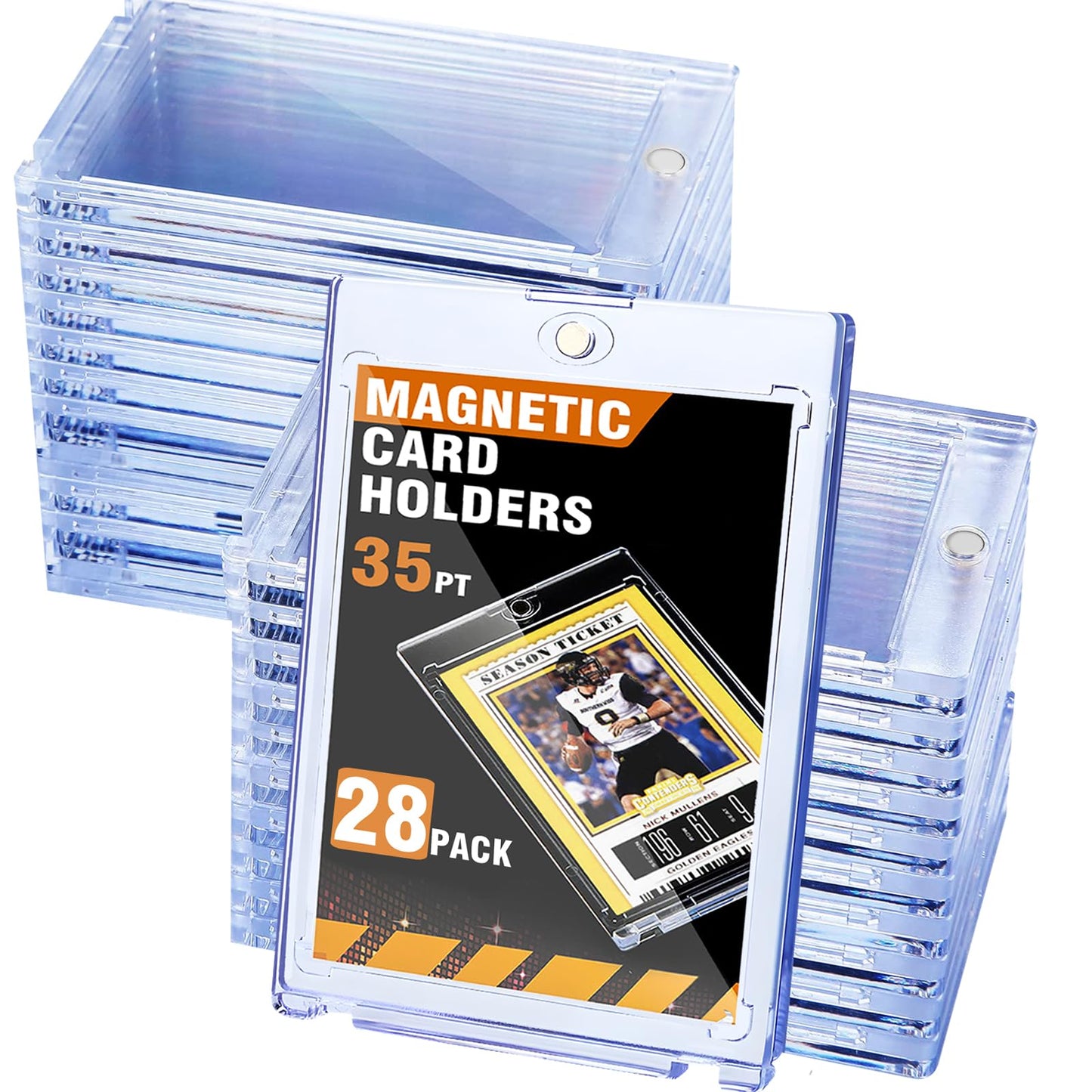Xccme 28Ct Magnetic Card Holder For Trading Cards,35Pt One Touch Card Holder,Uv Protectors Hard Plastic,Display Card Case For Sp