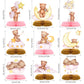 9 Pcs Bear Baby Shower Honeycomb Centerpieces Party Decorate Pink Little Bear Balloons Paper Topper Honeycomb 3D Table Decoration For Kids Party Baby Shower Party Supplies
