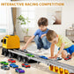 MSKOLER Racing Car Railway Truck Toy for Boys 2 3 4 5 6 7 Years Old - 78.7-inch Transport Carrier Trucks, Foldable Railway Stora