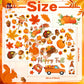Motipuns 2 Sheet 64 Pcs Thanksgiving Gel Window Clings Fall Thick Gel Cling Removable Reusable Autumn Harvest Window Sticker Pum