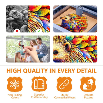 Wooden Puzzles For Adults - Clever Hedgehog Wooden Puzzle, Unique Shaped Wooden Jigsaw Puzzles For Adults, Wood Puzzles Adult, P