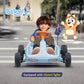Bluey 12V Electric Go Kart For Kids, Electric Ride-On Toy With Lights, Seat Belt, Ages 3-6, Durable Pvc And Iron Construction, Rechargeable Battery, Outdoor And Indoor Fun