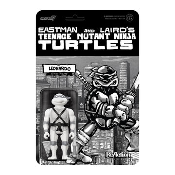 Super7 Teenage Mutant Ninja Turtles Leonardo (Comic Grayscale) - 3.75' Tmnt Action Figure With Accessories Classic Cartoon Collectibles