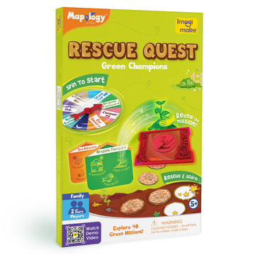 Imagimake Rescue Quest-Green Champions | Spin, Discover & Rescue Green Missions | Educational Fun Board Games for Friends & Fami