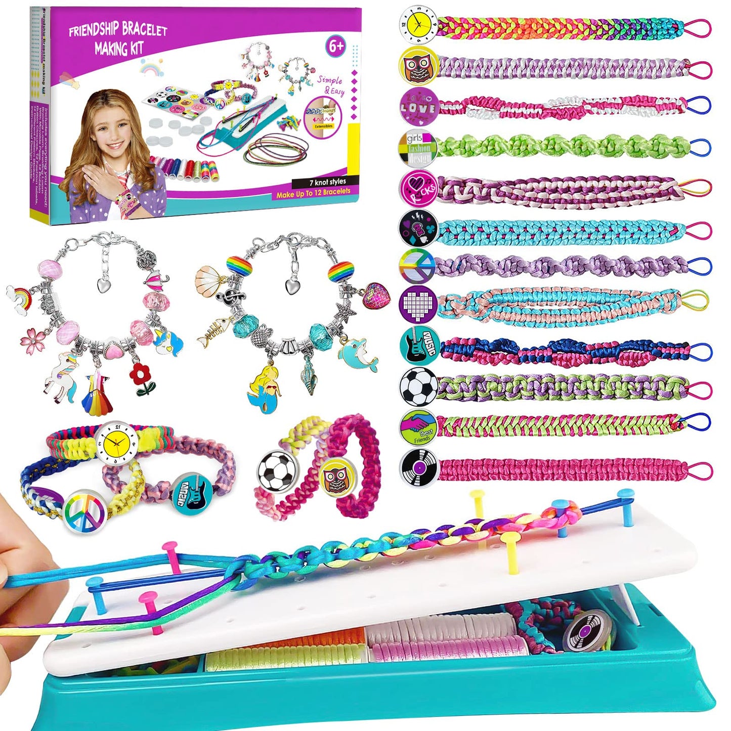 Friendship Bracelet Making Kit for Girls, Arts and Crafts for Kids Ages 8-12, DIY Jewelry Making Kit for 6 7 8 9 10 11 12 Years 