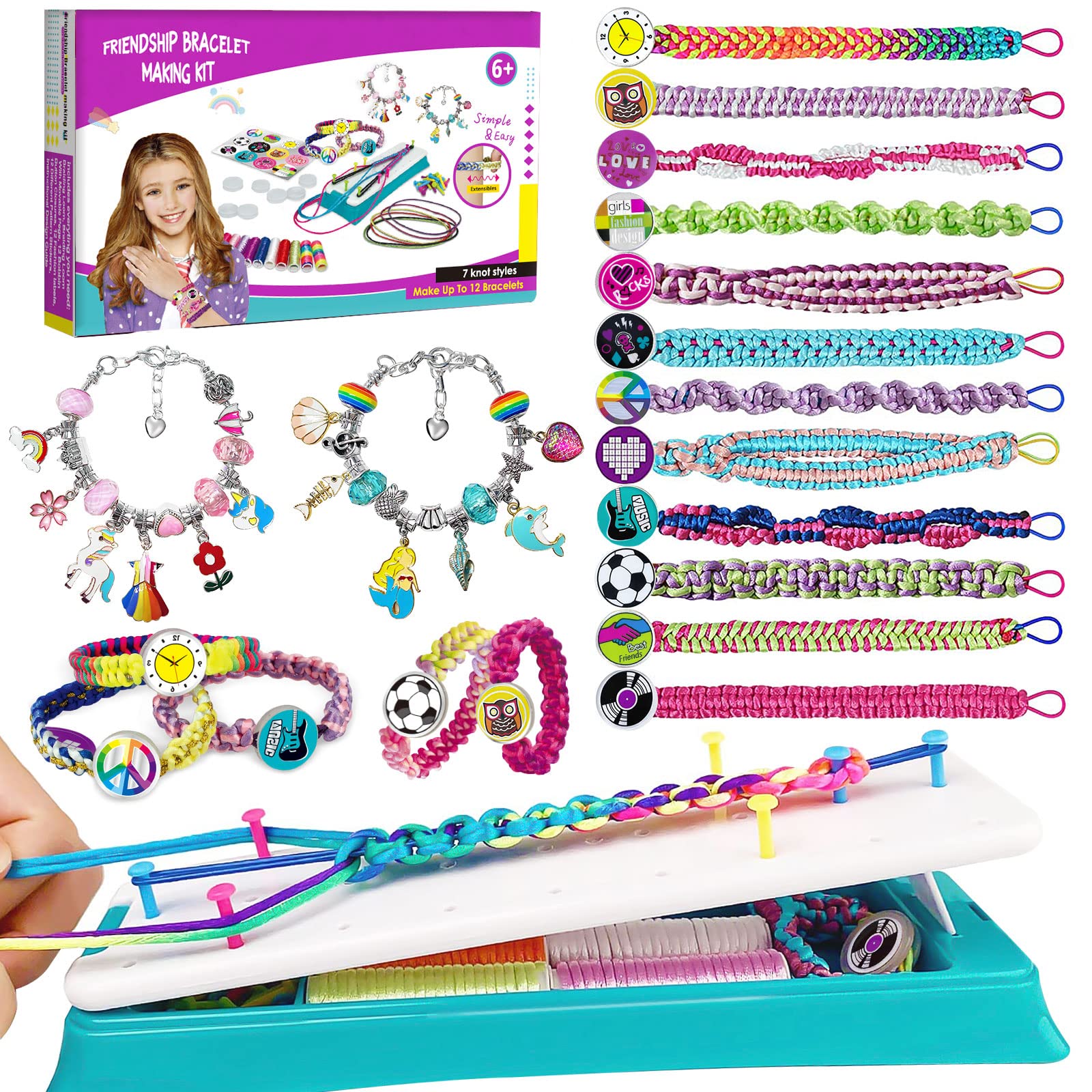 Friendship Bracelet Making Kit for Girls, Arts and Crafts for Kids Ages 8-12, DIY Jewelry Making Kit for 6 7 8 9 10 11 12 Years 