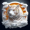 Wooden Puzzle for mature-themeds-3D Visual Effect Paper Tiger Wooden Puzzle Unique Shape Advanced Wooden Jigsaw Puzzle for mature-themed  Best Birthday Gifts Halloween Challenge Craft (L-13.4 * 13.4in-300pcs)