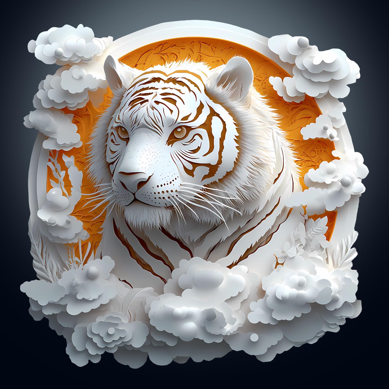 Wooden Puzzle for mature-themeds-3D Visual Effect Paper Tiger Wooden Puzzle Unique Shape Advanced Wooden Jigsaw Puzzle for mature-themed  Best Birthday Gifts Halloween Challenge Craft (L-13.4 * 13.4in-300pcs)
