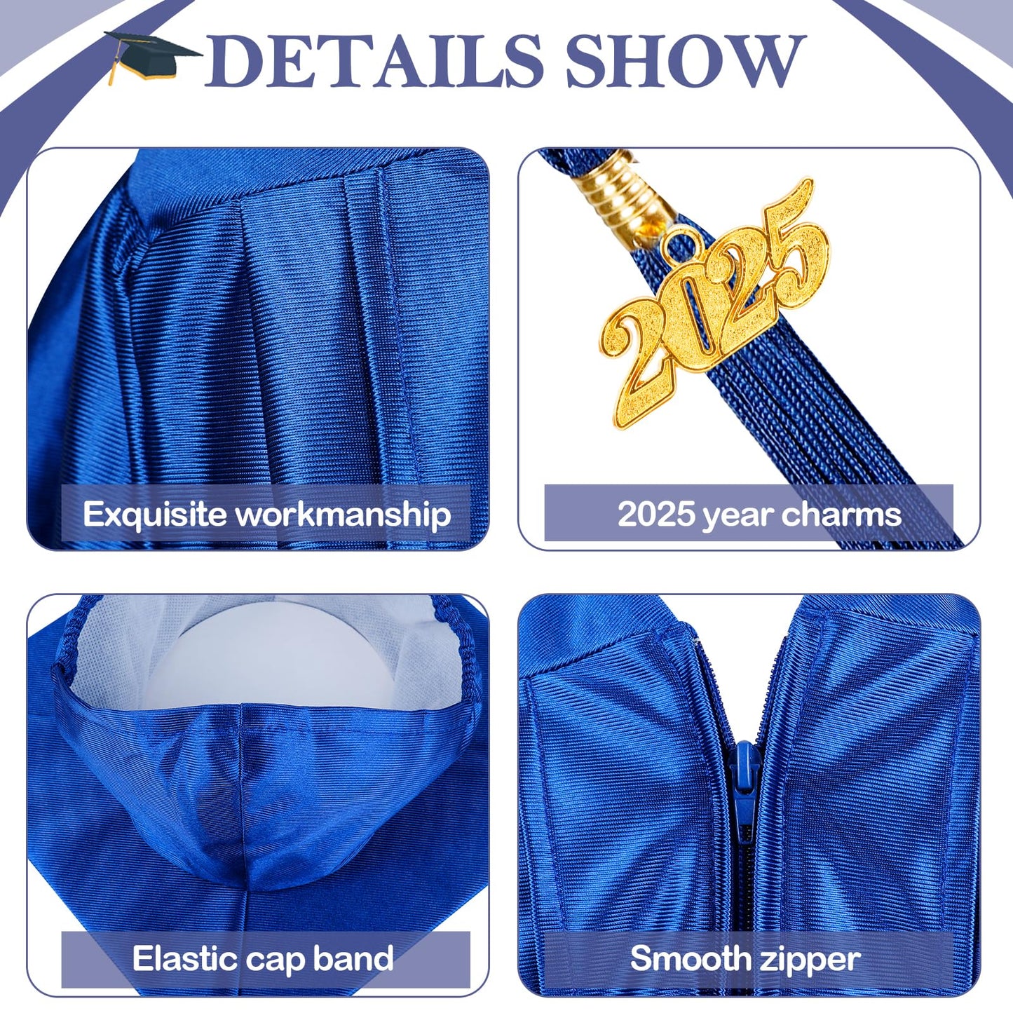 Mukum Kindergarten Graduation Cap and Gown Set with Tassel 2025 Charms Graduations Stoles for Kid Preschool Kindergarten