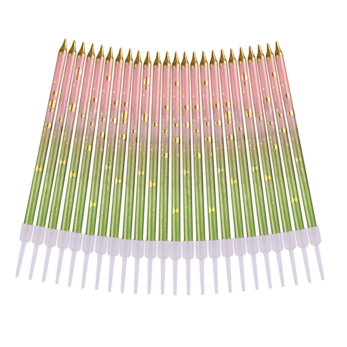CAKE CODE 24-Count Pink Green Gold Long Thin Birthday Candles, Cake Candles, Birthday Parties, Wedding Decorations, Party Candle