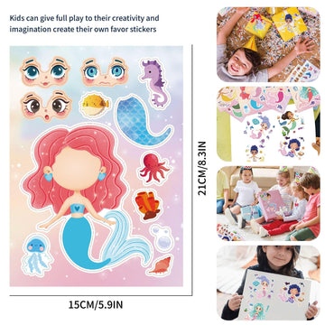 24 Sheets Make Your Own Mermaid Princess Stickers Make A Face Stickers For Kids Toddlers With Mermaid Diy Craft Stickers Kids Pa