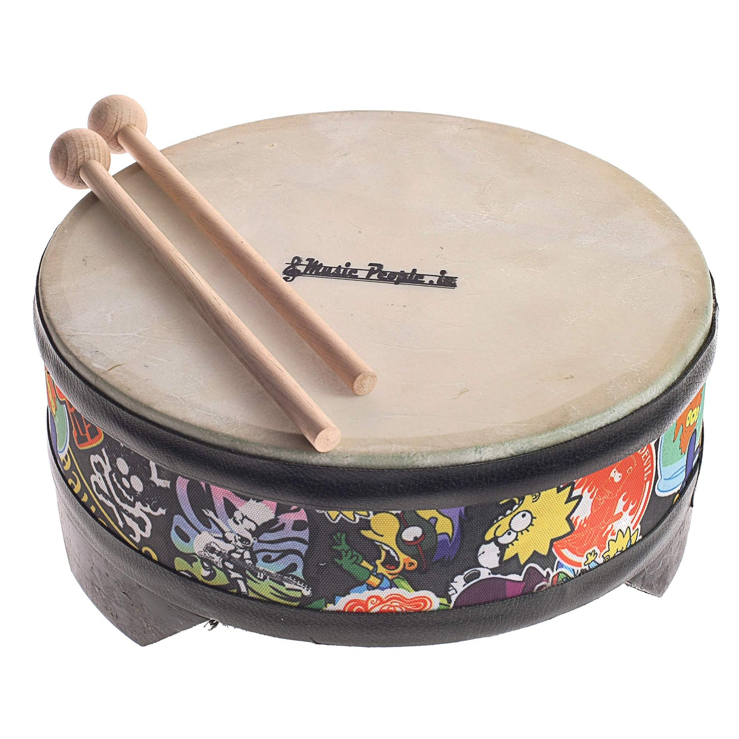 Musicpeople Wooden Floor Tom Drum With Sticks & Spoon Castanet Set For Kids Creative Learning Activity Made In India Local Handm