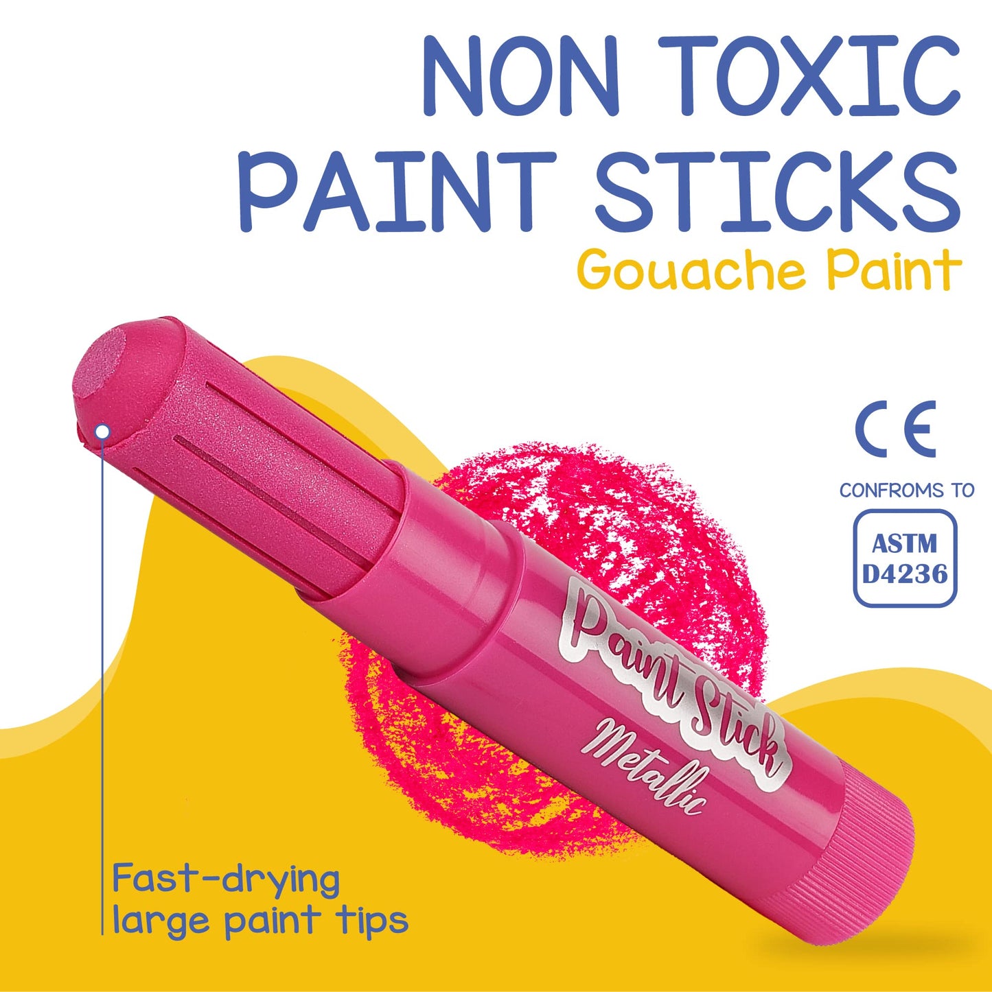 Tempera Paint for Kids and Toddlers - 30 Large Paint Sticks - Washable, Solid, Non Toxic, Mess free Paint Set - Arts and Crafts