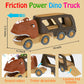 Veslier Dinosaur Car Toy for 2 3 4 5 Years Old Boys, Friction Power Carrier Truck with 4 Pack Small Pull Back Dino Car, Christma