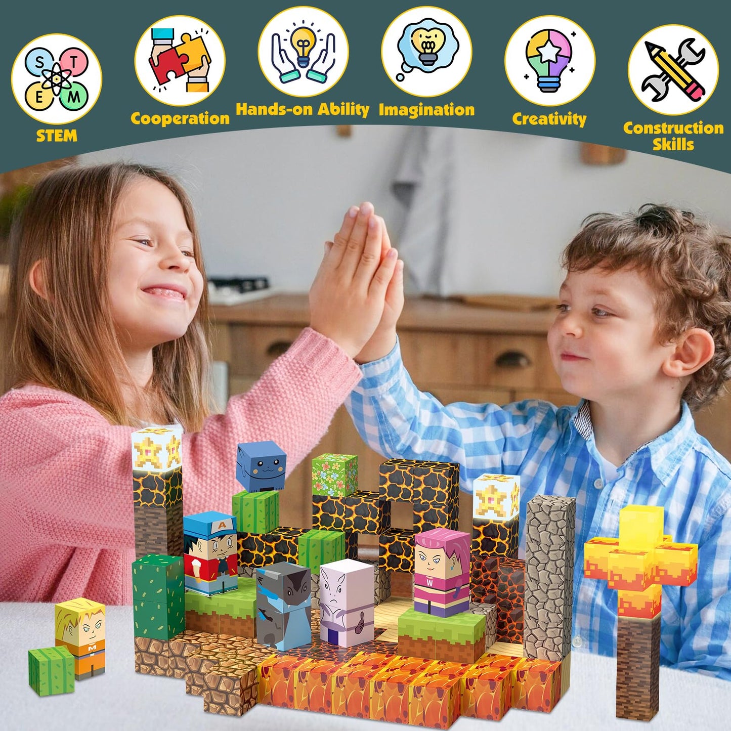 Yungown 200Pcs Magnetic Blocks Building Toys Set, Light Up Build 3D Magnetic Building Blocks For Kids Boys Girls Ages 3+, Magnet