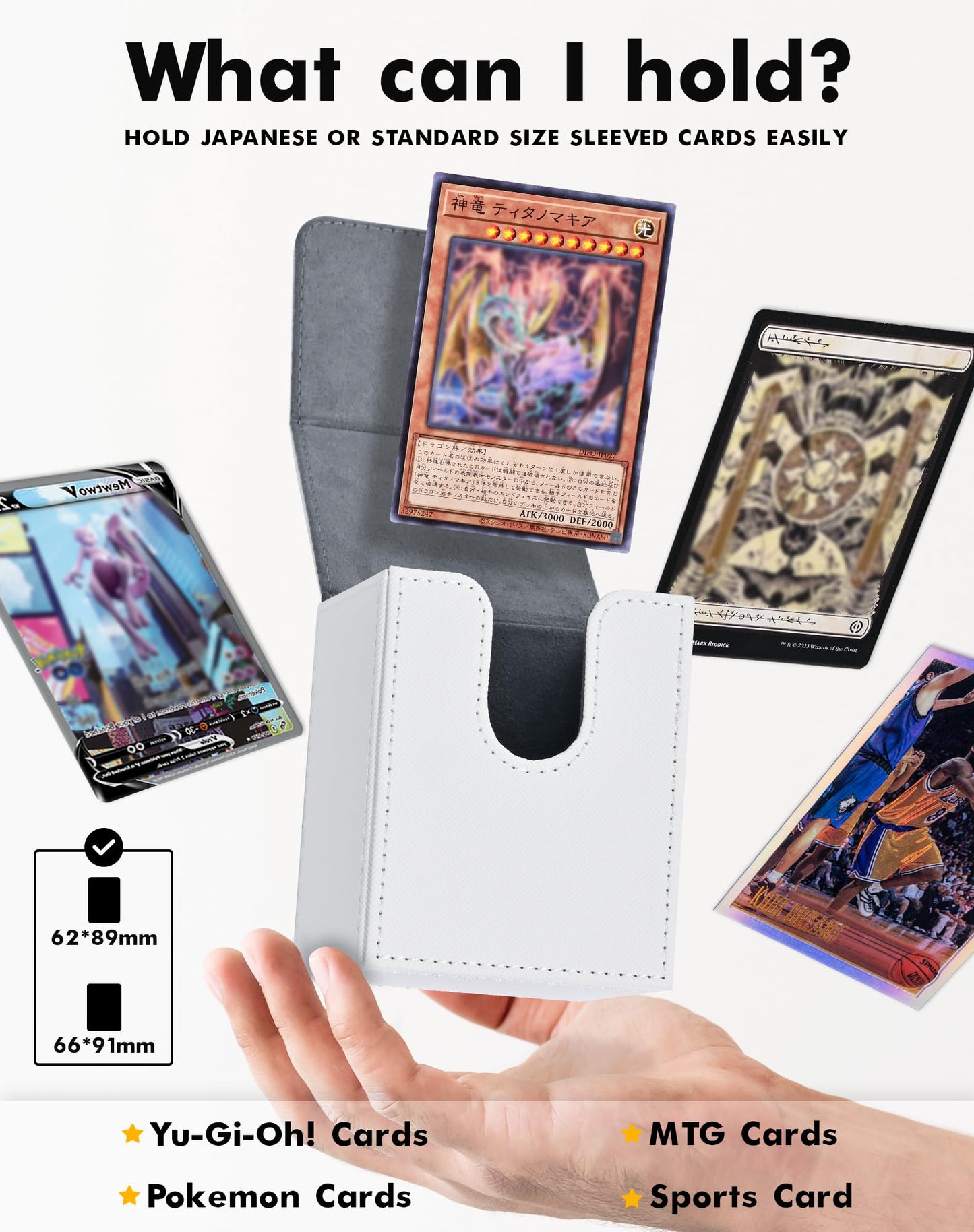 Zlca Card Deck Box For Mtg Yugioh Tcg, Card Storage Box With Dividers Holds 100+ Sleeved Cards, Premium Card Deck Case Compatible With Ccg Trading Cards (White,Puzzle)