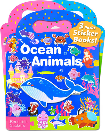 Walenced Puffy Reusable Sticker Book For Toddlers 2-4 Years, 3 Sets Stickers For Kids, Toddler Sticker Book Ages 1-3, 95 Pcs Tod