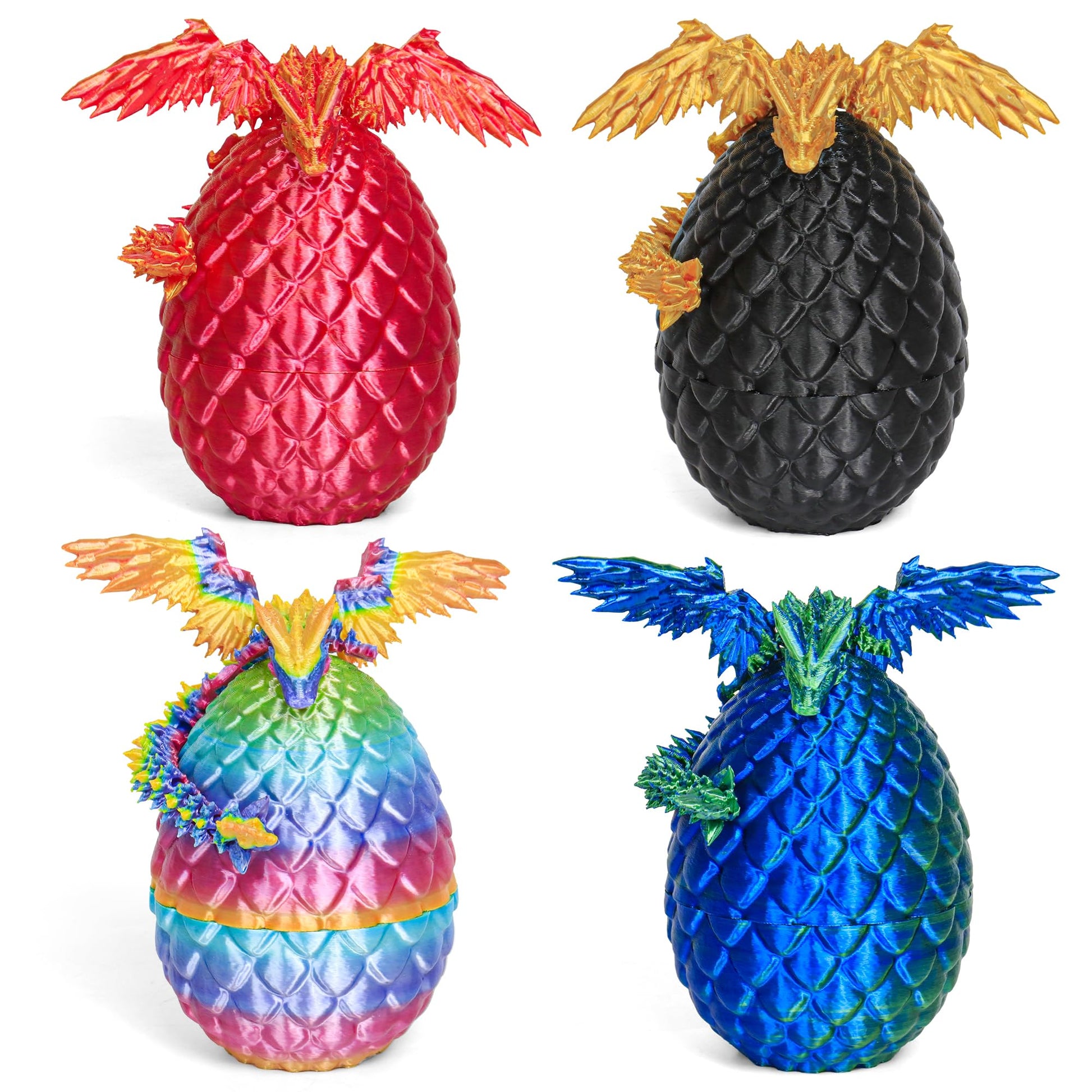 3D Printed Dragon Eggs with Dragon Inside  Easter Mystery Dragon Egg Articulated Crystal Dragon Fidget Toy  Surprise 3D Printed Dragon Egg with Wings Flying Animals Toy Easter Basket Stuffers 4PCS(B)