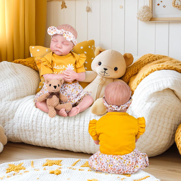 Aori Reborn Baby Dolls Clothes 20 Inch Outfit 3 Pcs Yellow Flower Set For 17-20 Inch Reborn Doll Newborn Girl