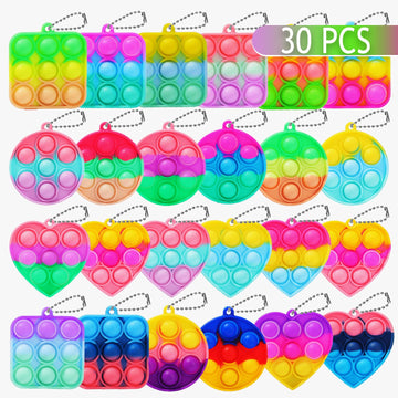 30PCS Bulk Fidget Toys  Party Favors for Kids  Birthday Party Toys  Small Classroom Prizes Box Fidgets Toys for Kids Toddlers mature-themed  Goodie Bag Stuffers  Treasure Chest  Bubbles Poppers Relieve Stress