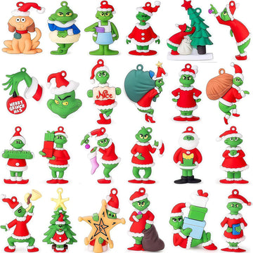 CHENZHOUZAI 24 Christmas Decorations mature-themed Toys of Christma Green Monsters  Small Gifts for Christma Parties  Christmas Stocking Stuffing Party Discounts (Christmas Style)