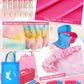 Suhine 6 Set Spa Party Supplies For Girls, Kids Satin Robes Nail Salon Kit Spa Kit Accessories For Birthday Party Favors (Peacoc