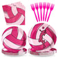Grencian 96Pcs Pink Volleyball Party Supplies Volleyballs Paper Plates and Napkins Sports Birthday Party Disposable Tableware fo