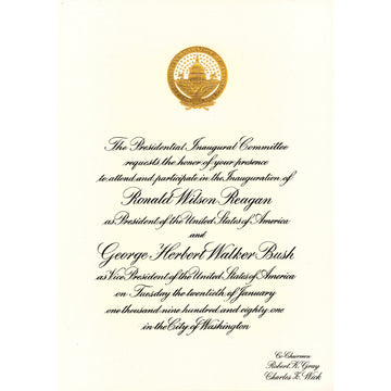 American Coin Treasures Official Ronald Reagan First Presidential Inauguration Invitation