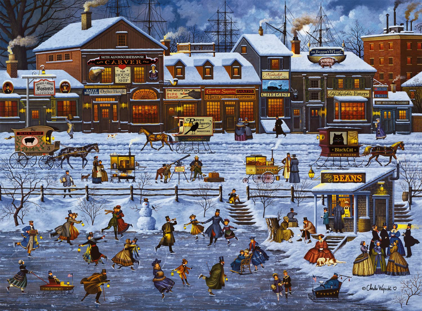 Buffalo Games 1000 Piece Jigsaw Puzzle - Bostonians and Beans, Large Size, Multicolor, Model 11511 - Perfect for Adults and Game Nights