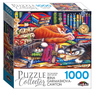 RoseArt 1000 Piece Jigsaw Puzzle - The Old Book Shops Cats - Multi-colored - Model 1600ZZCL - Perfect for Adults
