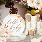 Hushee 200 Pcs Boho Flower Baby Shower Paper Plates Napkins Cups Hello Design Boho Baby Shower Party Supplies Tableware Set Boho