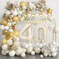 40Th Birthday Decorations Sand White Gold,40Th Birthday Balloon Arch Garland Kit With Happy 40Th Birthday Number 40 Foil Balloon