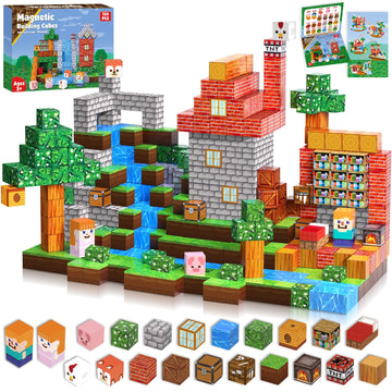 Goody King Magnetic Building Blocks - 150PCS Plastic Construction Toy for Kids Age 3-10, STEM Montessori Stacking Game, T013