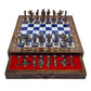15 Handmade Chess Set With British Army Metal Chess Pieces, Luxury Storage Chess Board, For All Ages, Ideal For Father, (Blue)
