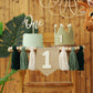 HODIHIWI 1st Green High chair Banner Wood Bead Tassel Garland Crown Hat Wooden Cake Topper Birthday Party Decorations