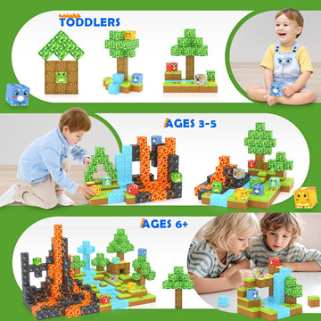 Magnetic Blocks Dinosaur Toys, Build Mine Magnet World Dinosaurs Set, Magnetic Tiles Building Toys For Boys & Girls Kids Ages 3-