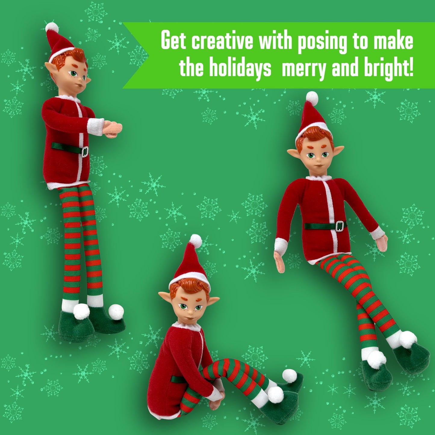 The Original Elf 12" Plush Christmas Elf Doll - Poseable Cotton Shelf Sitter, White - Perfect for Decorations & Gifts