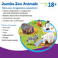 Learning Resources Jumbo Zoo Animals Set, 5 Plastic Figures, Multi-color, 7-3/4 L x 4 W in, Ages 2+, Model LER0788
