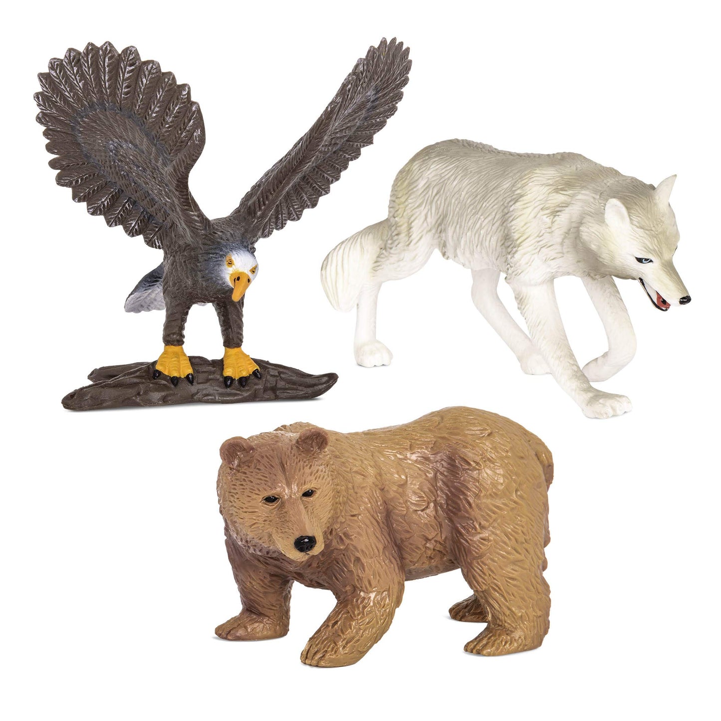 Terra By Battat - Forest Animals - Miniature Wolf & Toy Animals For Kids 3-Years-Old & Up (3 Pc), Multi