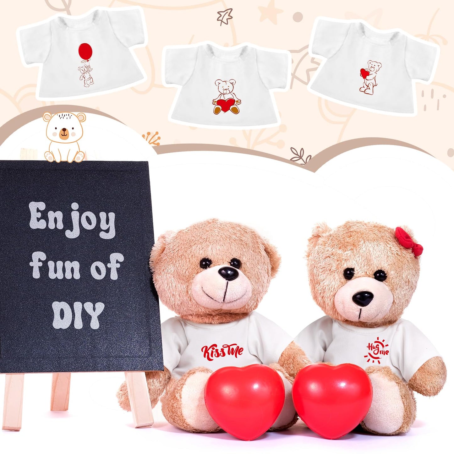 Litherr S 3 Pcs Sublimation Stuffed Animal Shirt Fit 8-12 Inch Blank Stuffed Bear Clothes Plush Bear Tshirts Tee Shirt For Diy M