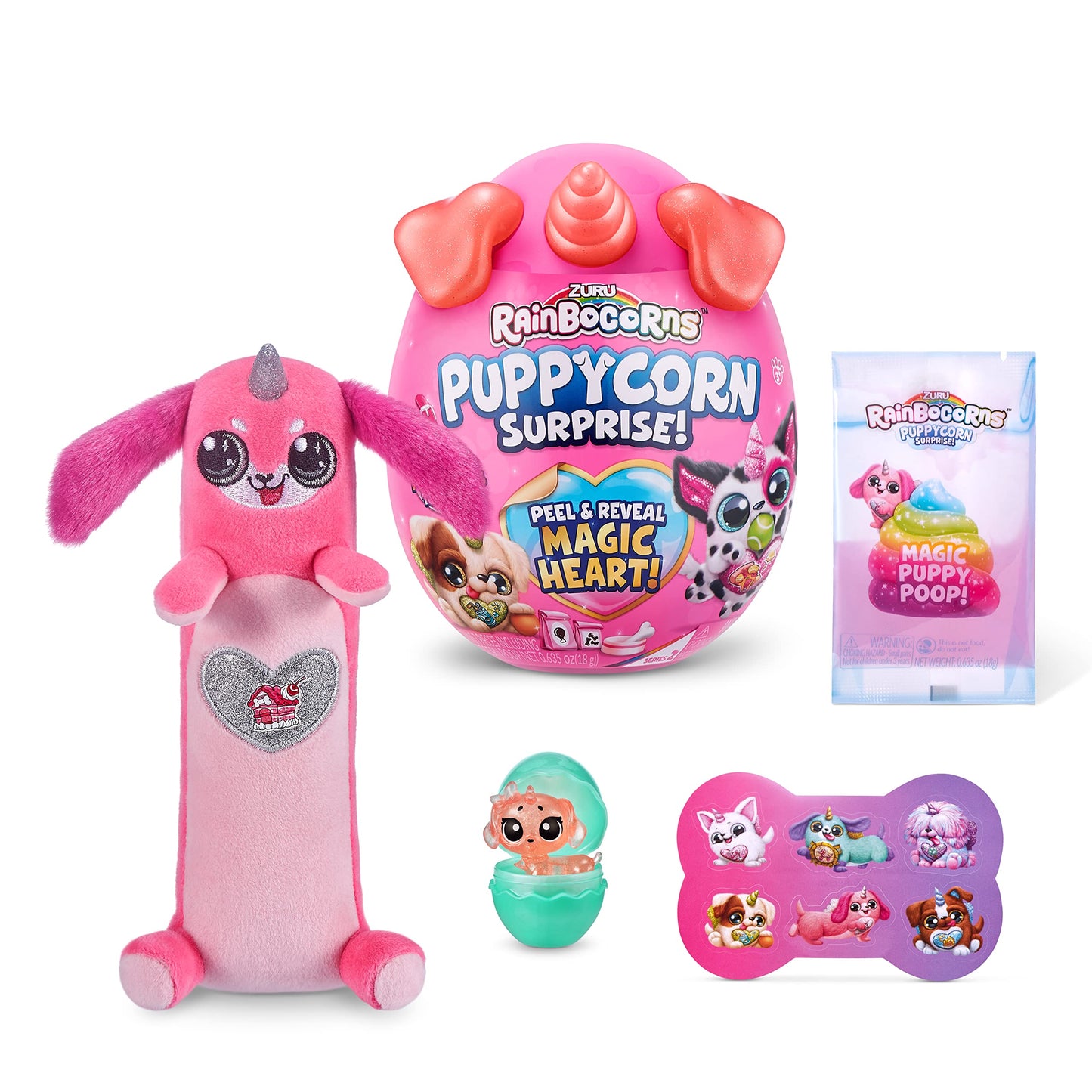 Rainbocorns Puppycorn Surprise Series 2 (Sausage Dog) by ZURU, Collectible Plush Stuffed Animal, Surprise Egg, Scratch n Sniff S