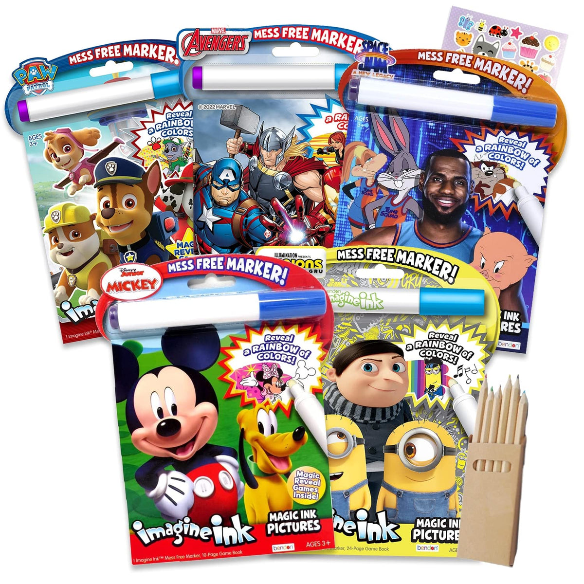 Imagine Ink No-Mess Coloring Books Set of 5 Assorted Multicolor – Toytooth