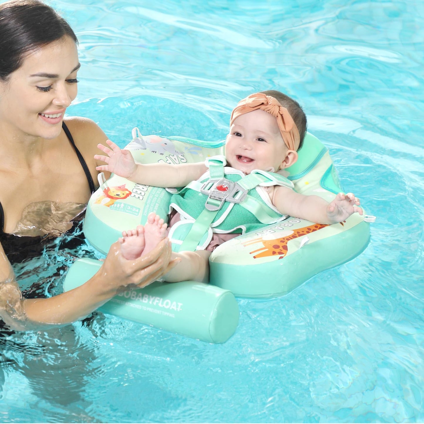 Newest Add Tail Avoid Flip Over Mambobaby Non Inflatable Baby Swim Float With Canopy Upf 50+ Vest Air Free Water Smart Swim Trai