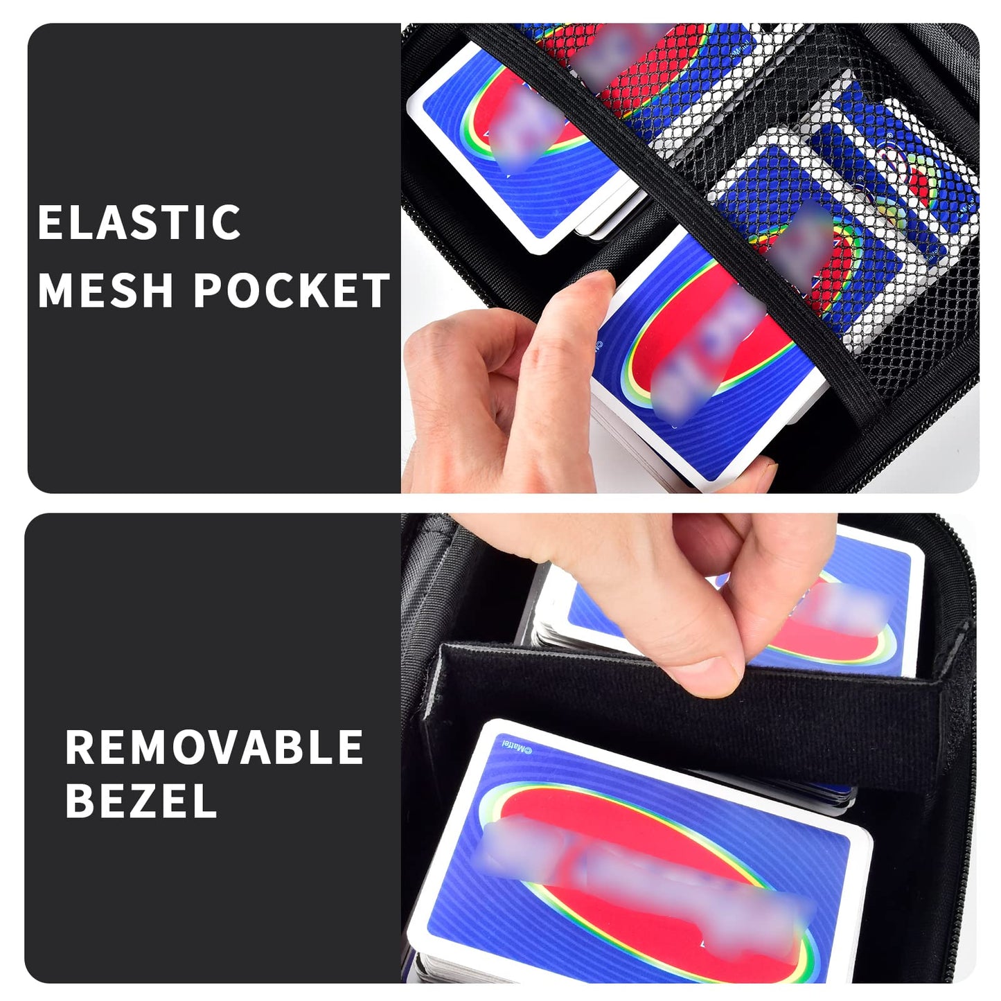 PAIYULE Hard Case Compatible with Phase 10 Card Game. Fits up to 360 Cards. Includes 2 Removable Divider (Black)- Case Only